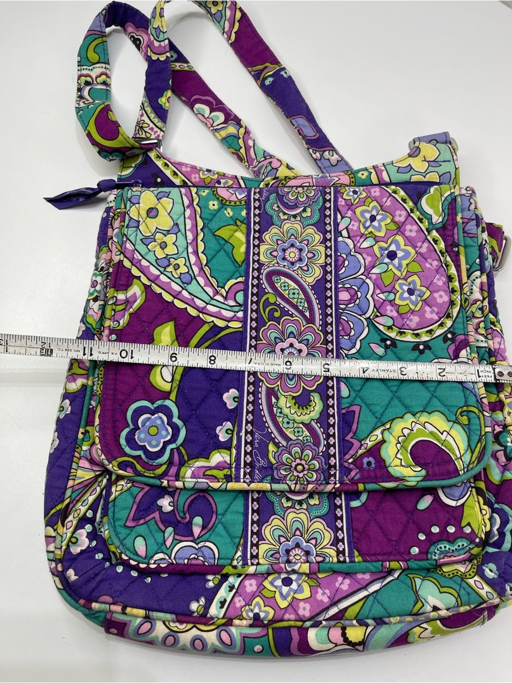 Vera Bradley Hipster Purple Paisley Crossbody Messenger Bag 4 Pocket Boho Fariy - Picture 5 of 11